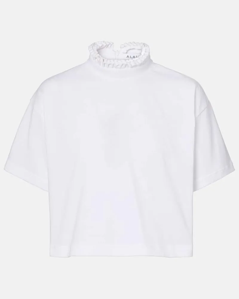 Alaïa Alaïa Cropped-Top aus Baumwoll-Jersey Weiß