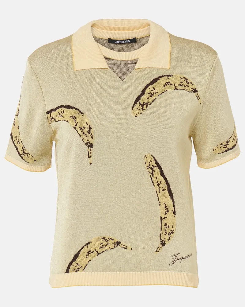 Jacquemus Polohemd Marino aus Jacquard Gelb