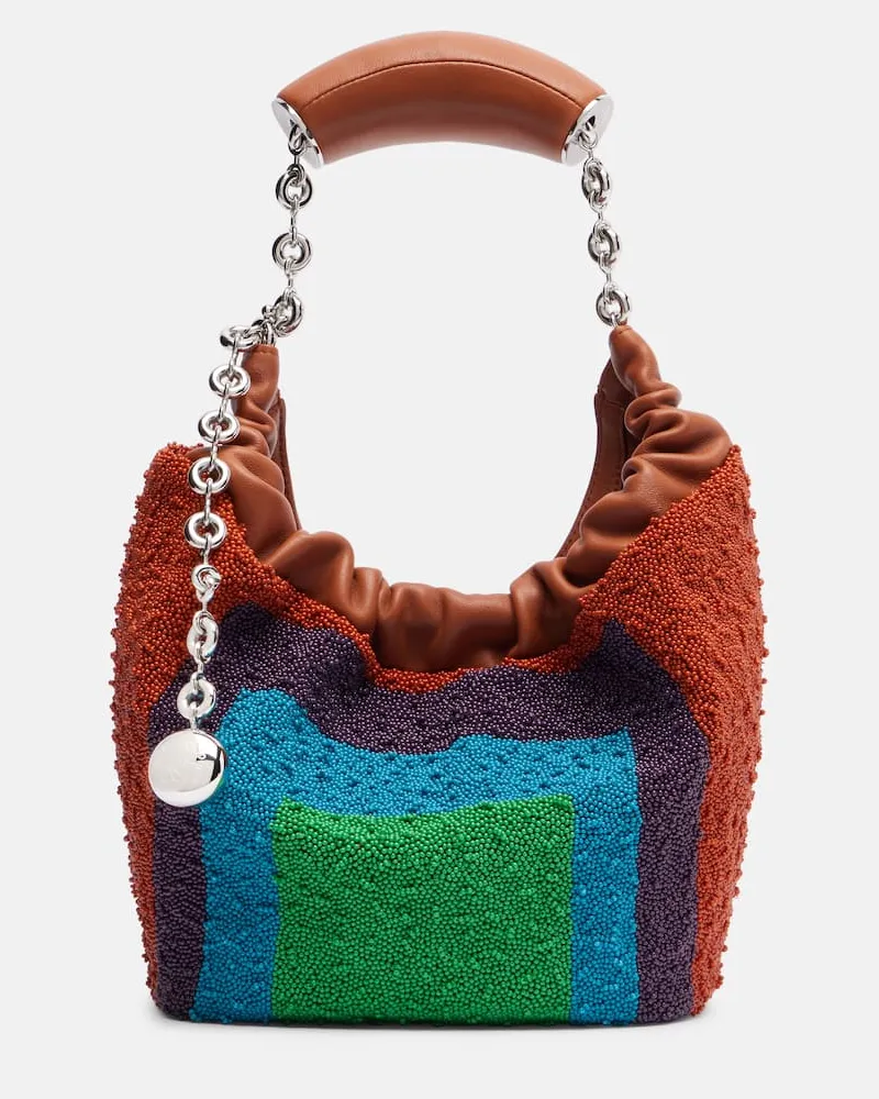 Loewe Verzierte Tote Bag Squeeze Mini aus Leder Multicolor