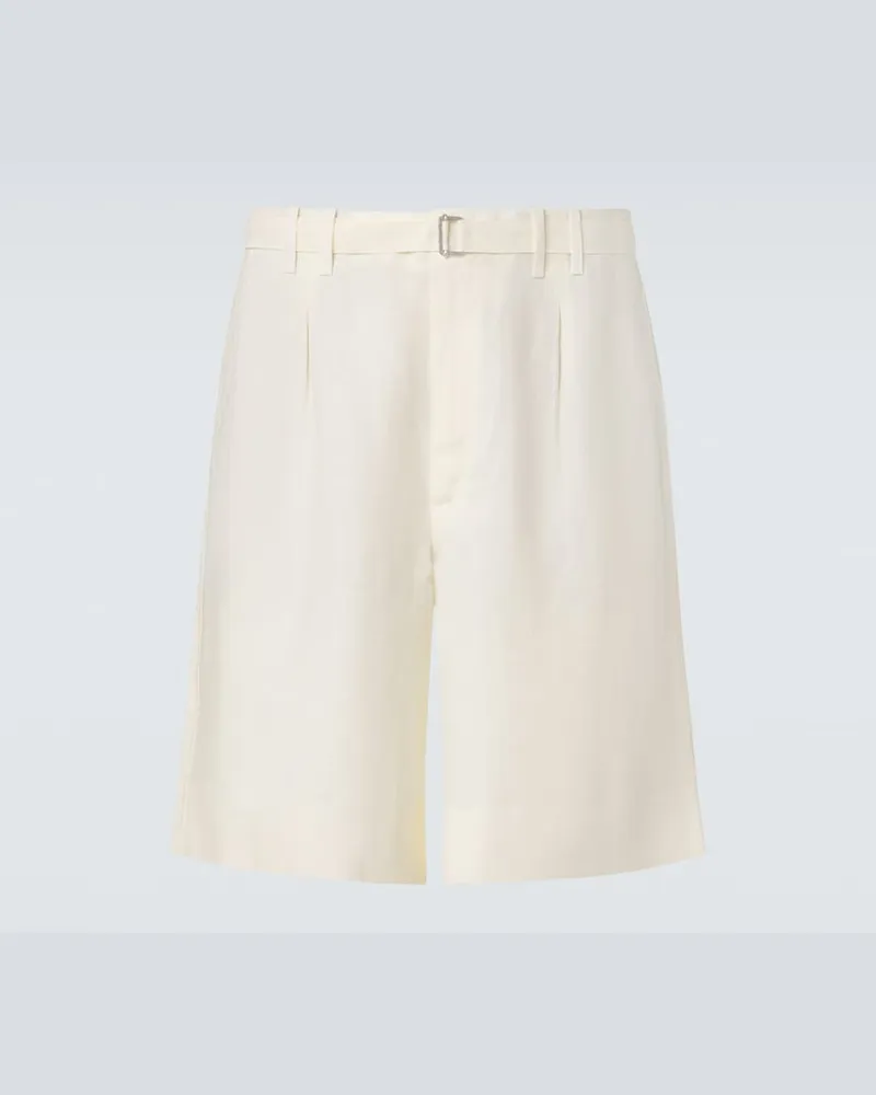 Stoffa Stòffa Shorts aus Leinen mit Gürtel Weiß