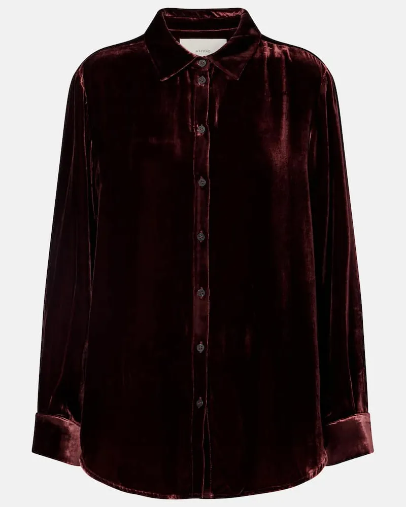 ASCENO Hemd London aus Samt Burgunderrot