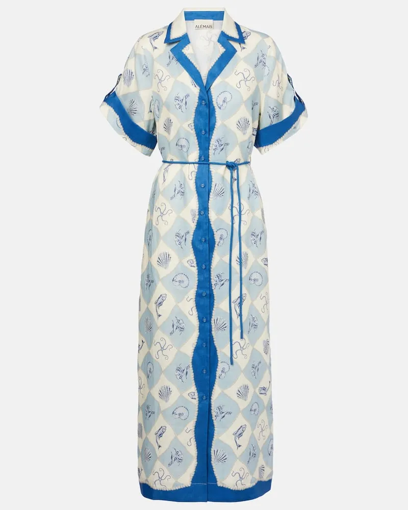 ALEMAIS Alémais Hemdblusenkleid Pia aus Leinen Blau