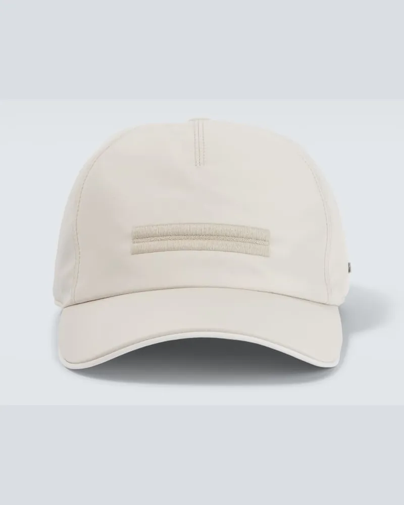 Ermenegildo Zegna Baseballcap mit Leder Weiß