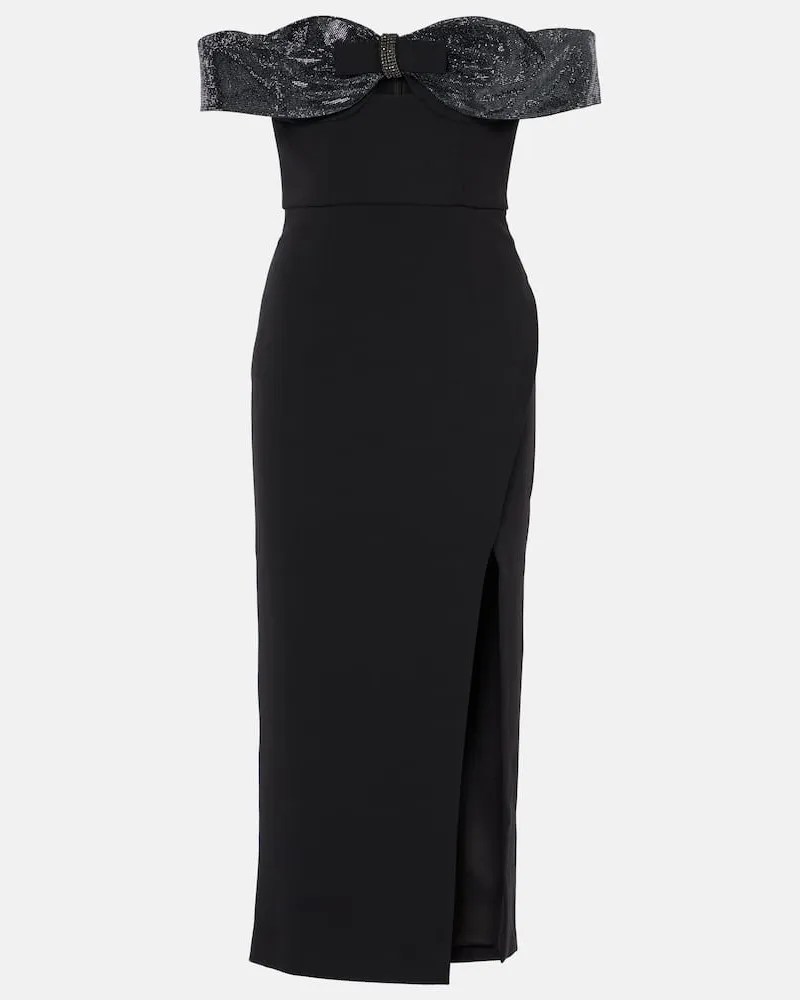 Self-Portrait Verziertes Midikleid Schwarz