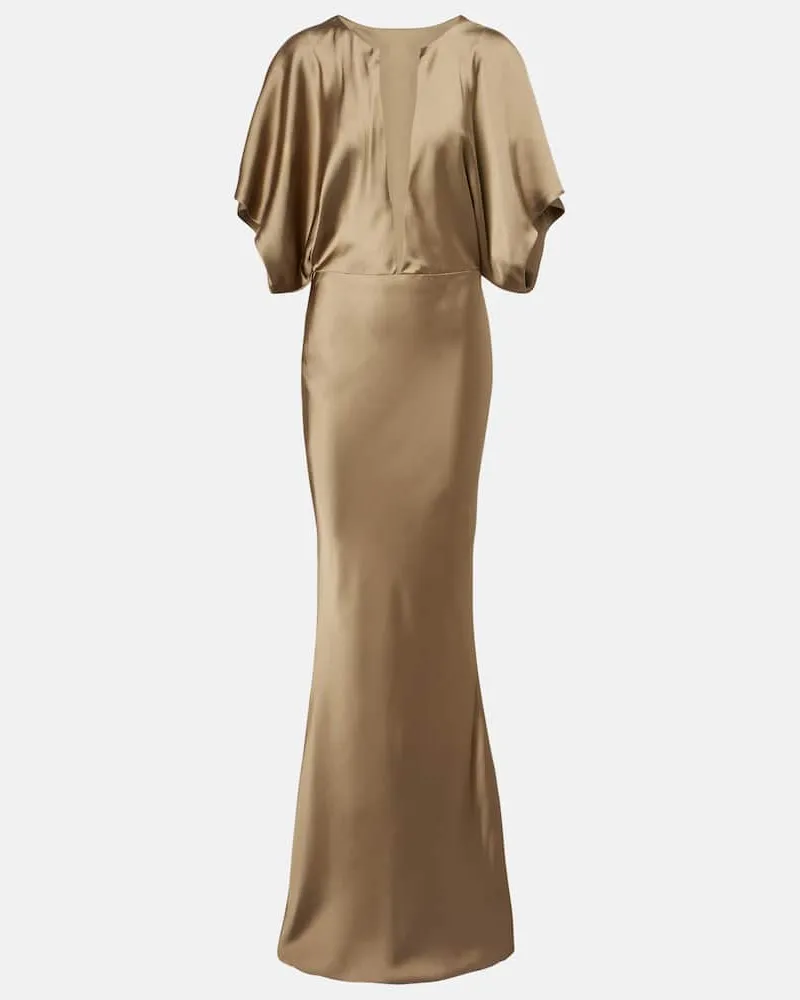 Norma Kamali Robe Obie aus Satin Beige