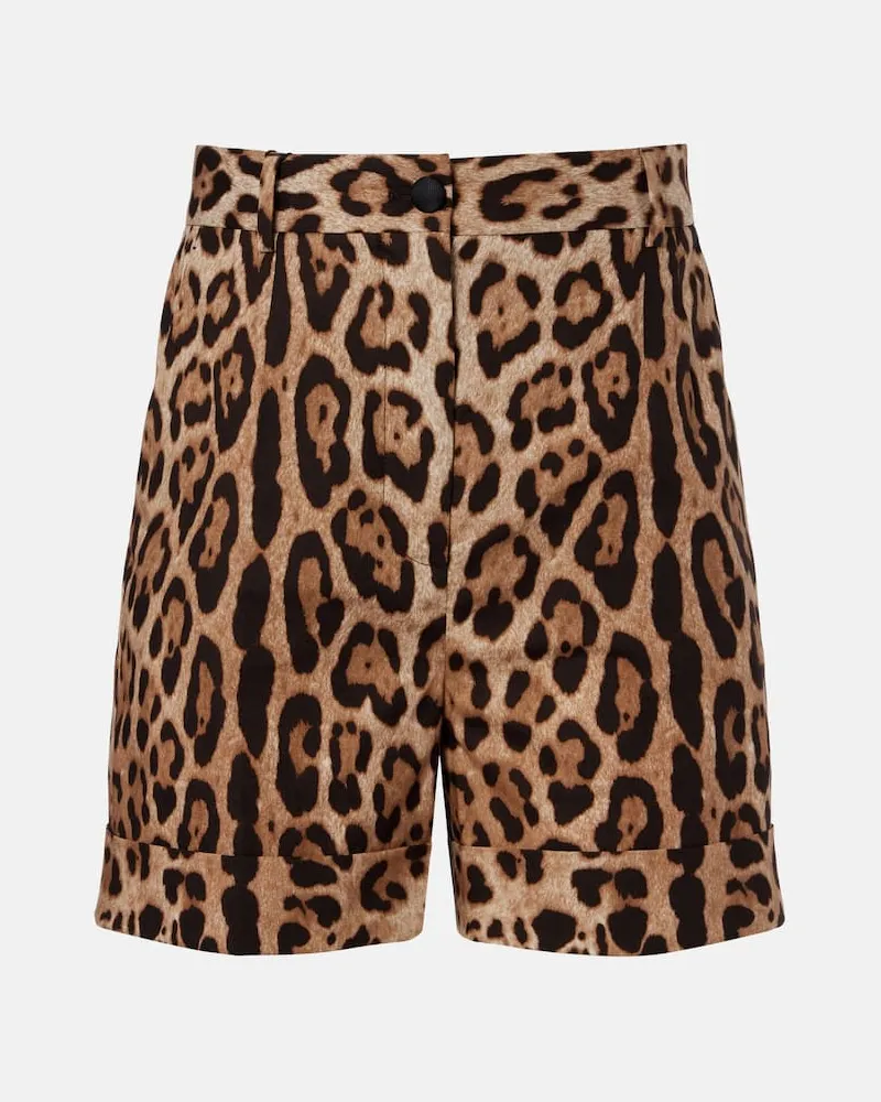 Dolce & Gabbana Bedruckte Shorts aus Baumwolle Braun
