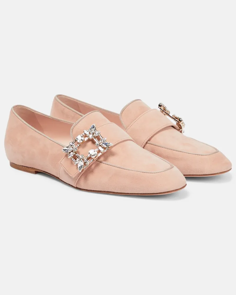Roger Vivier Loafers Mini Broche aus Veloursleder Rosa