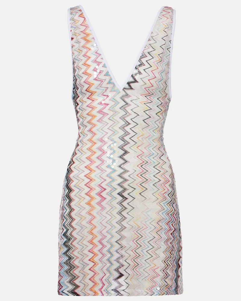 Missoni Minikleid aus Häkelstrick mit Pailletten Multicolor