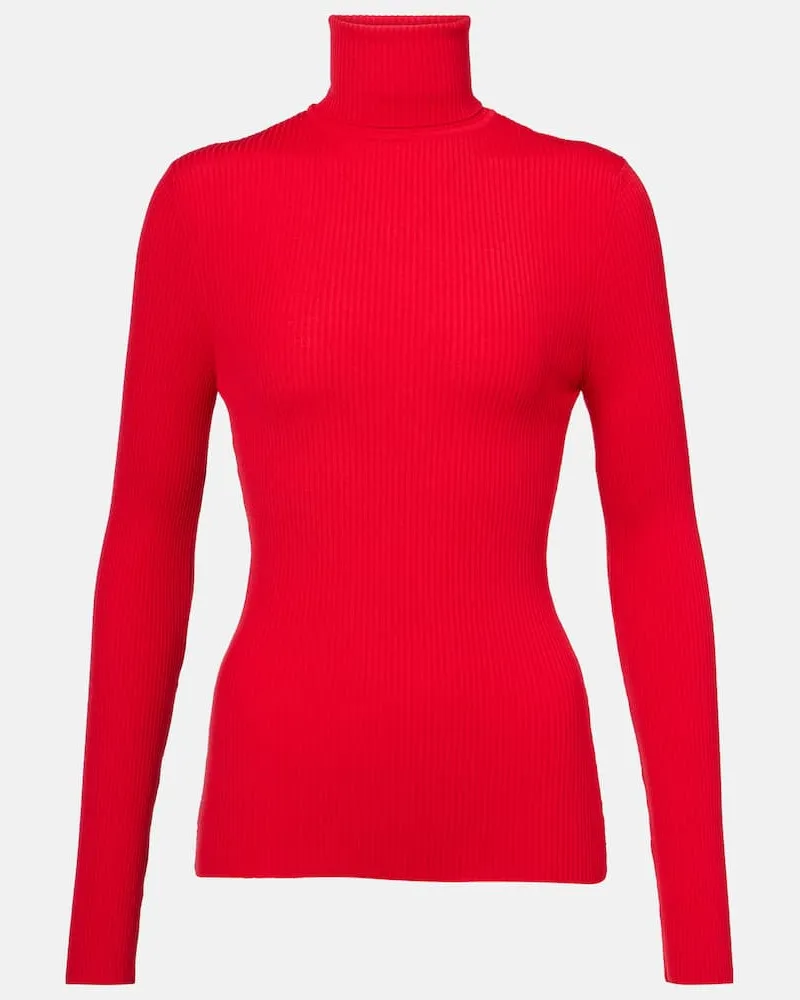 Wolford Rollkragenpullover aus Rippstrick Rot