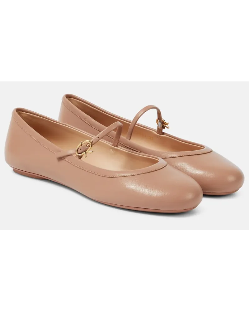 Gianvito Rossi Ballerinas Carla aus Leder Beige
