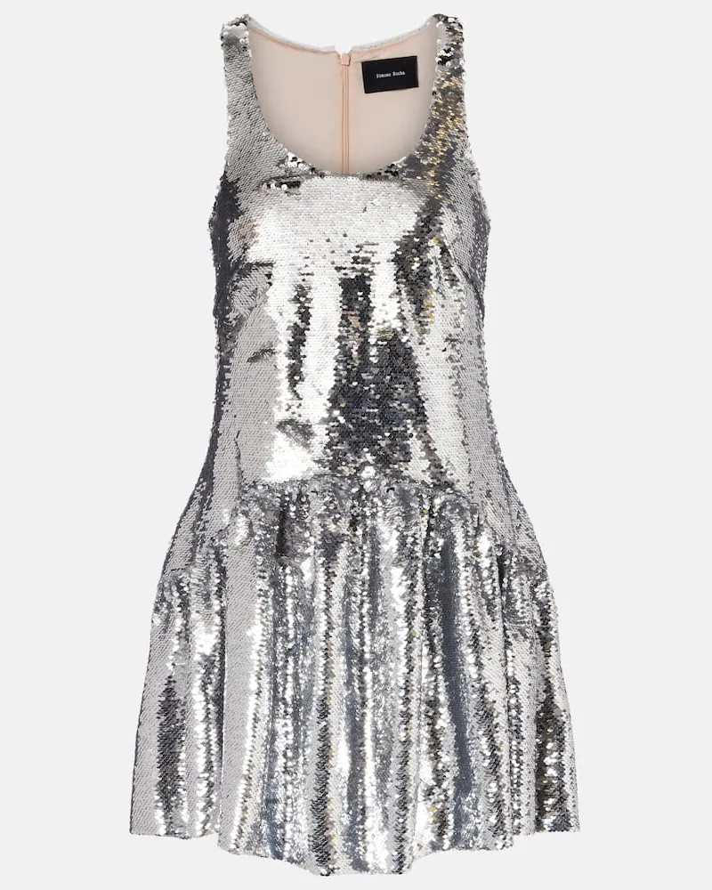 Simone Rocha Minikleid mit Pailletten Silber