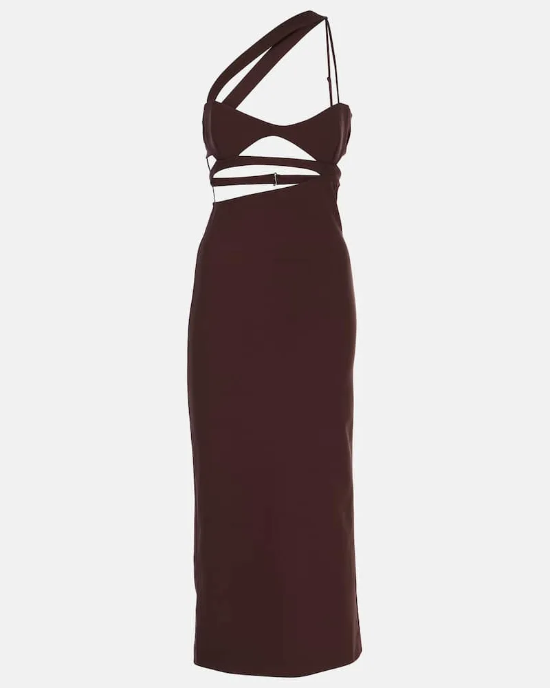 Nensi Dojaka Midikleid aus Seide Braun