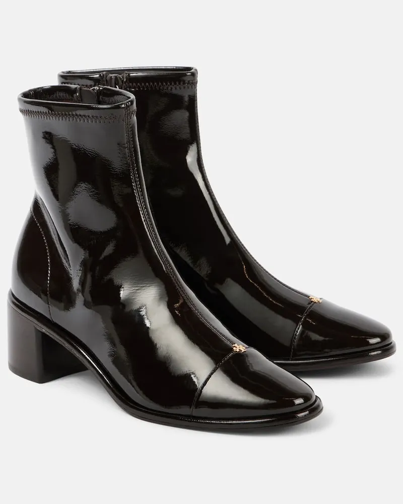 Tory Burch Ankle Boots aus Lackleder Braun