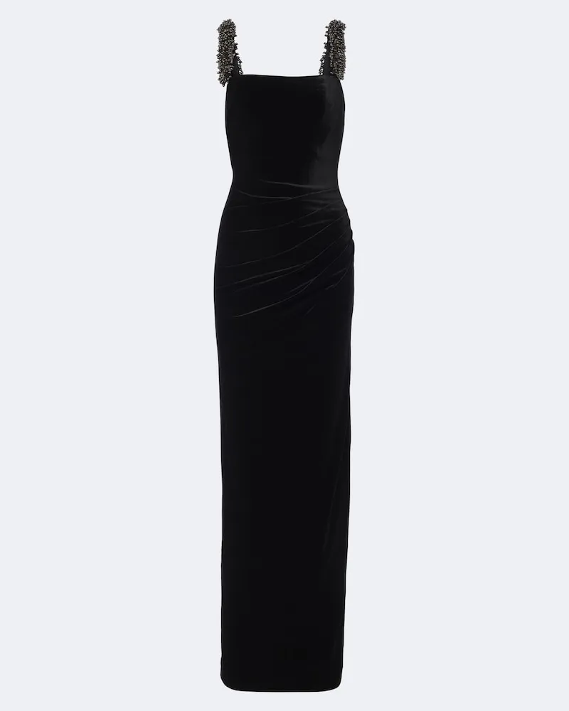 Self-Portrait Verzierte Robe aus Samt Schwarz