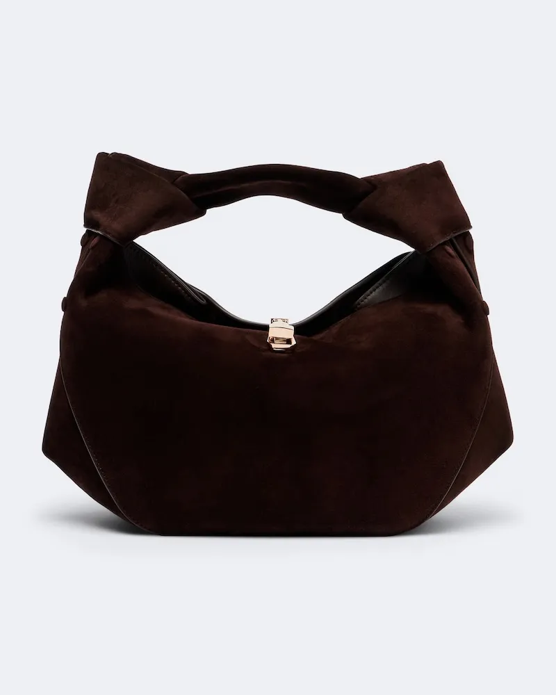 Gabriela Hearst Henkeltasche Antonia Mini aus Veloursleder Braun