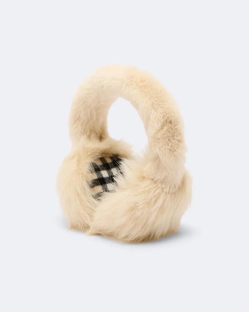 Burberry Ohrenwärmer Burberry Check aus Shearling Beige