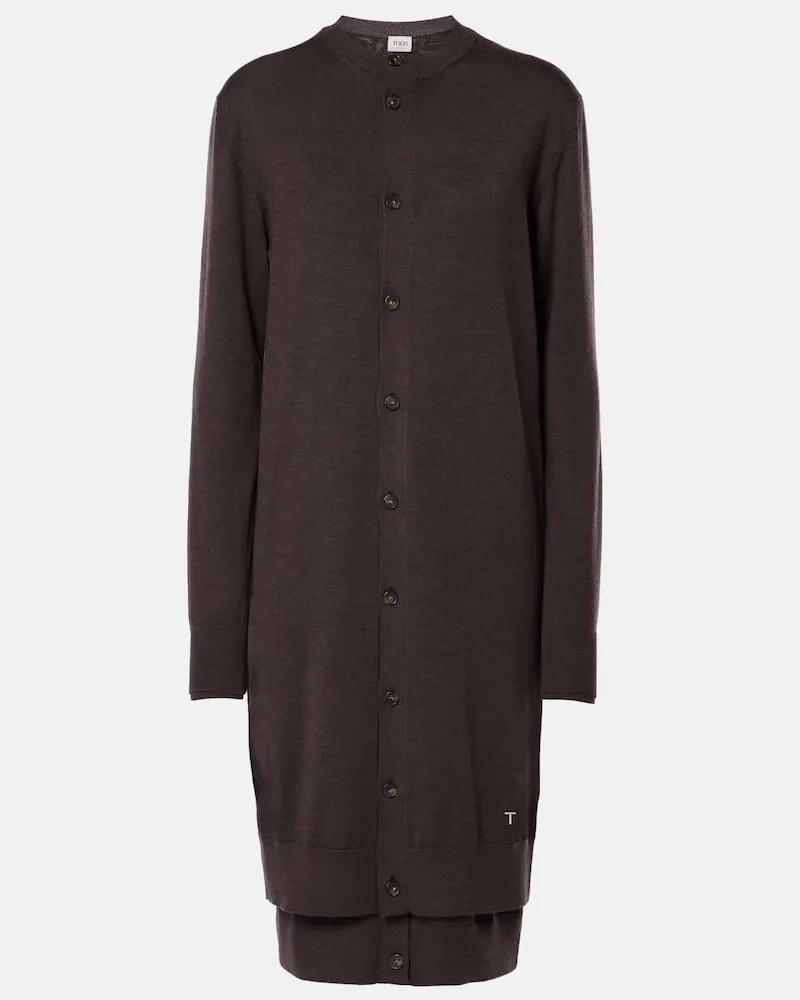TOD'S Cardigan aus Wolle und Seide Braun