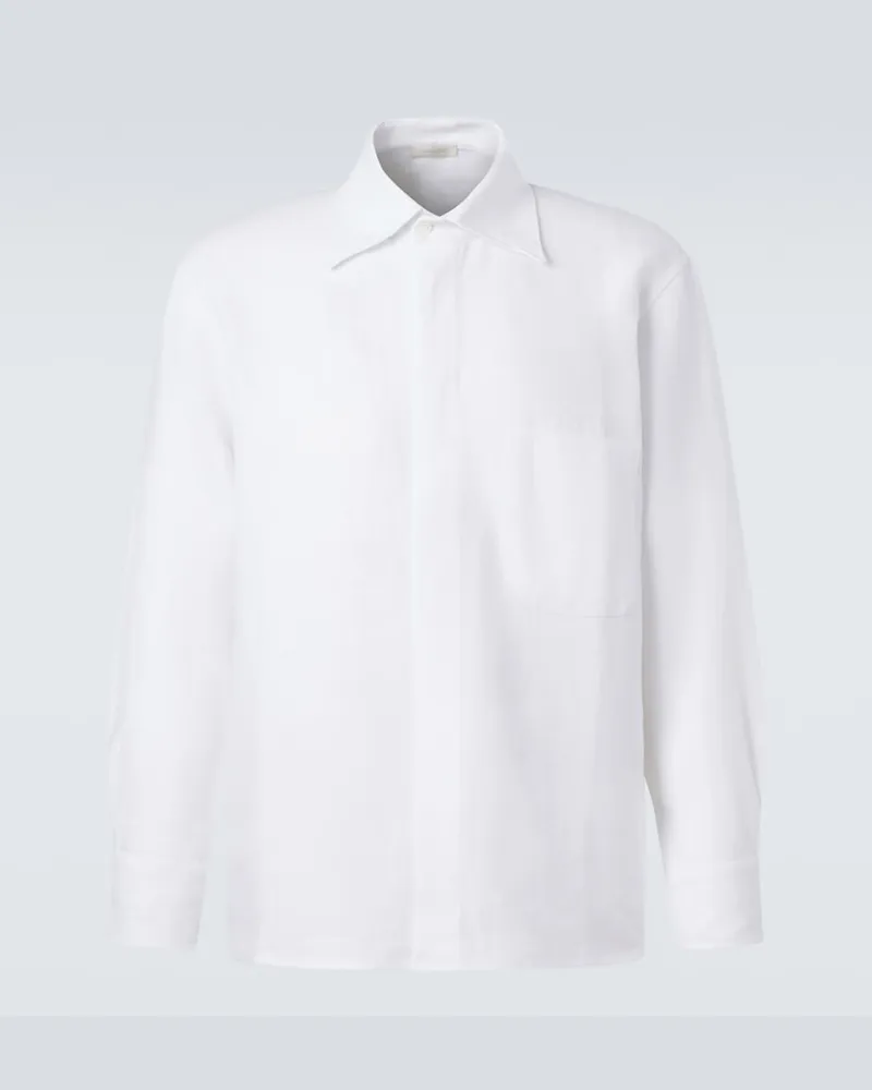 SAMAN AMEL Hemdjacke aus Leinen Weiß