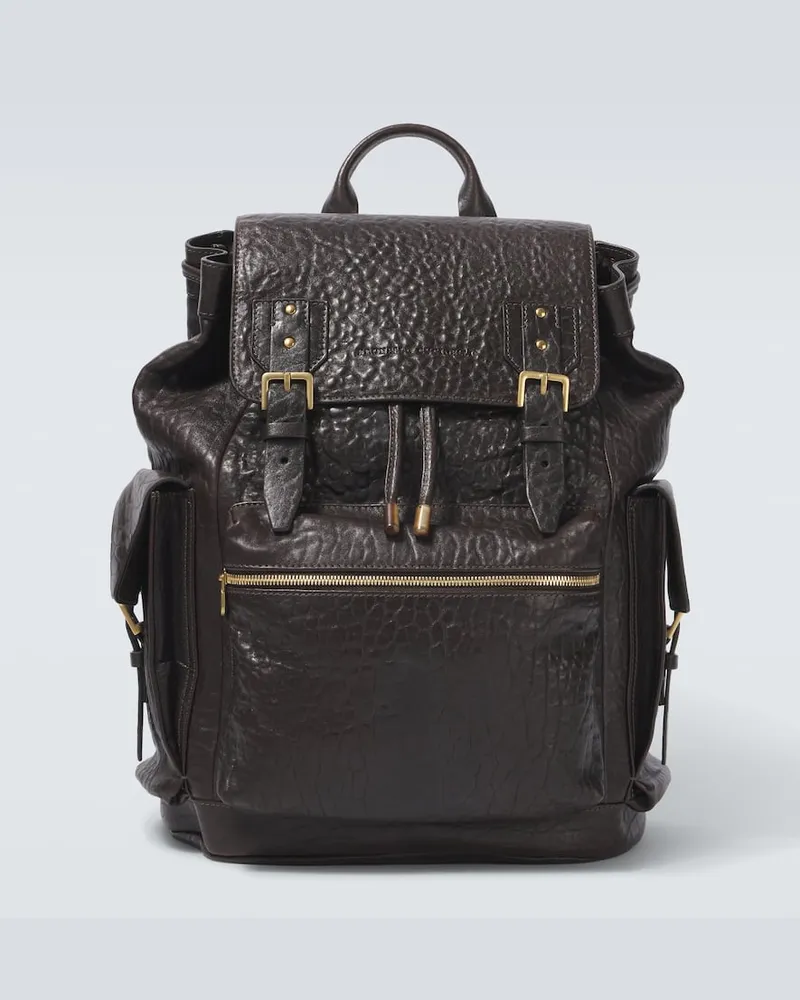 Brunello Cucinelli Rucksack aus Leder Braun