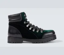 Schnürstiefel Janka aus Samt mit Leder