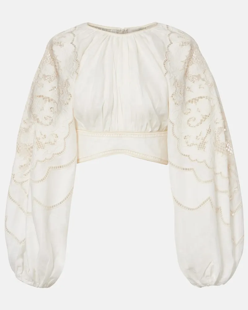 Zimmermann Cropped-Top Daylight aus Leinen Weiß