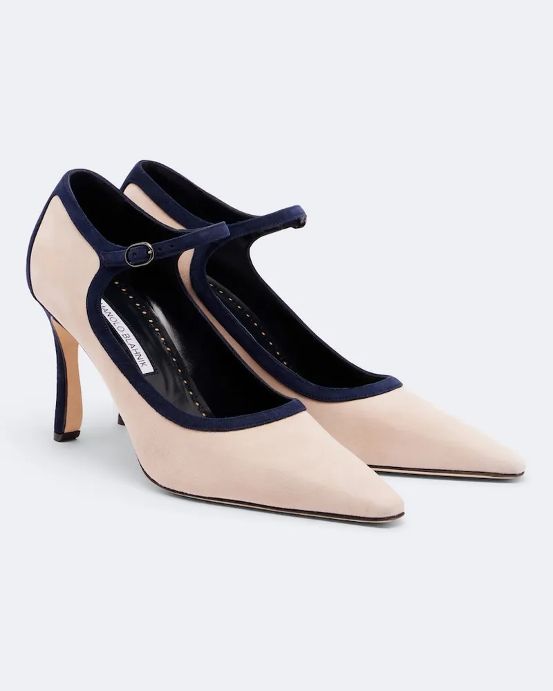 Manolo Blahnik Mary-Jane-Pumps Churla aus Veloursleder Multicolor