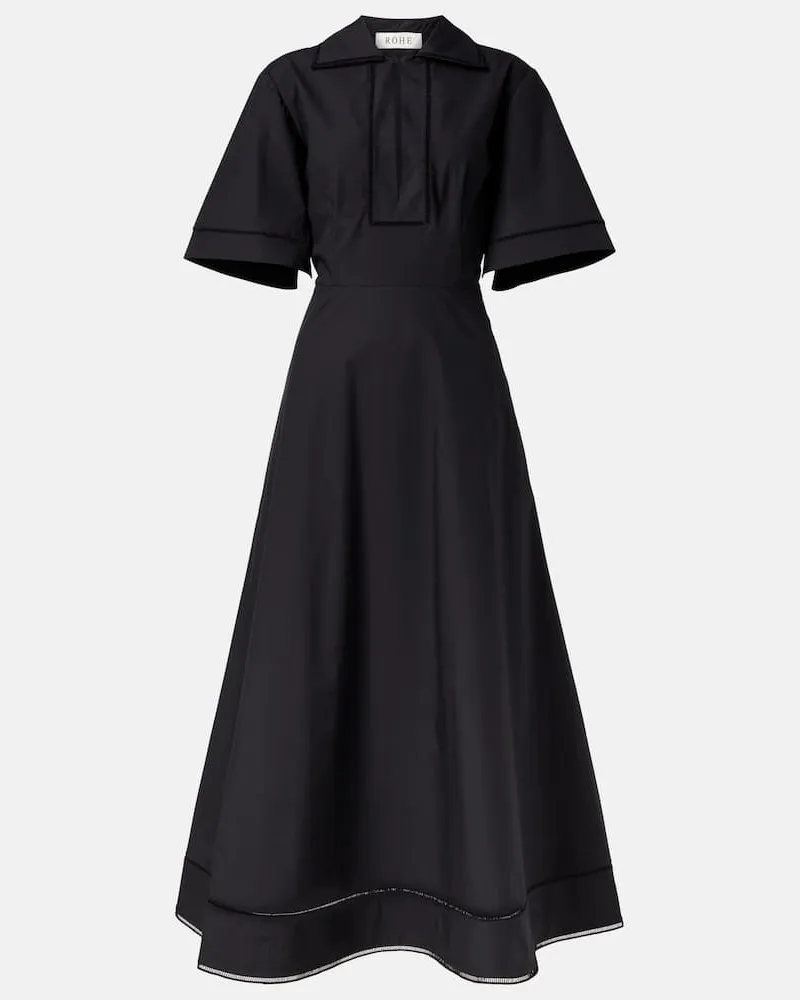 Róhe Róhe Midikleid aus Baumwollpopeline Schwarz