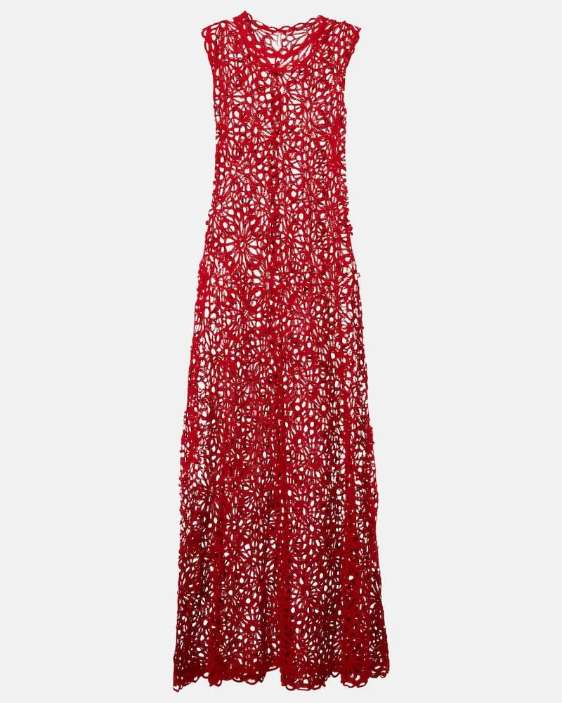 Norma Kamali Maxikleid aus Häkelstrick Rot