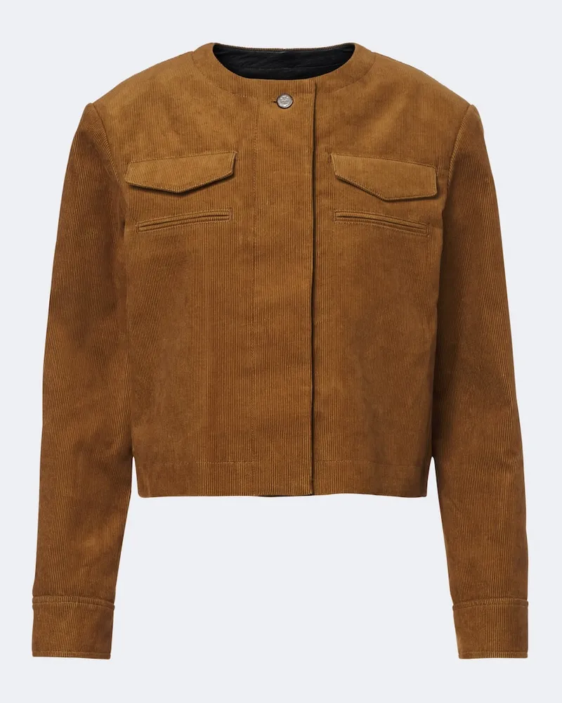 Tory Burch Cropped-Jacke aus Baumwoll-Cord Braun