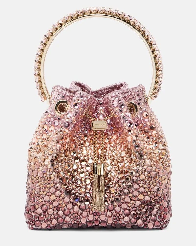 Jimmy Choo Bucket Bag Bon Bon Micro mit Kristallen Rosa