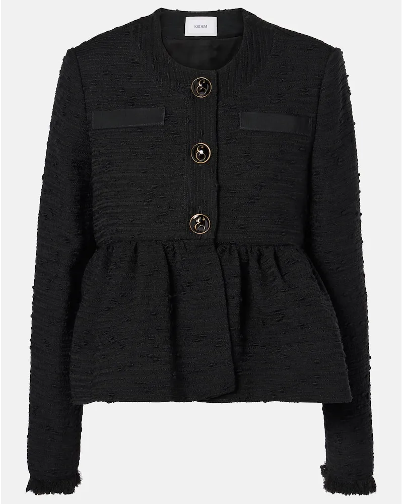 Erdem Cropped-Jacke aus Tweed Schwarz