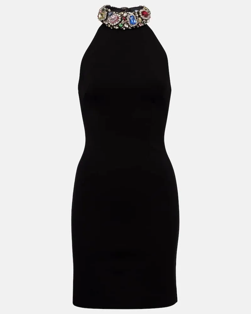 Area Minikleid mit Kristallen Schwarz
