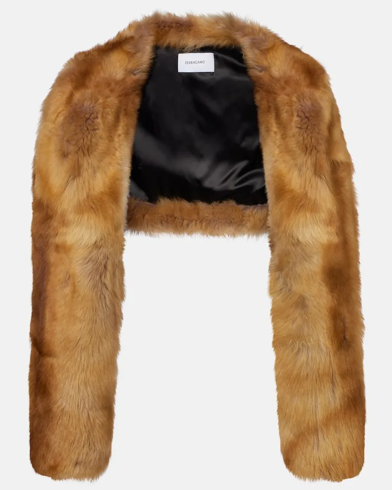 Ferragamo Cropped-Jacke aus Shearling Beige