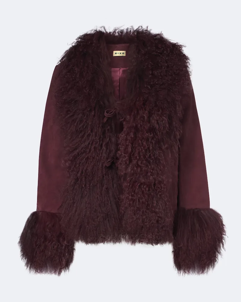 RIXO Jacke Sammy aus Veloursleder mit Shearling Burgunderrot