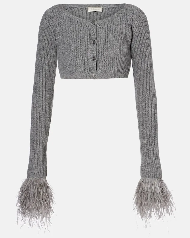 Blumarine Cropped-Cardigan aus Wolle Grau