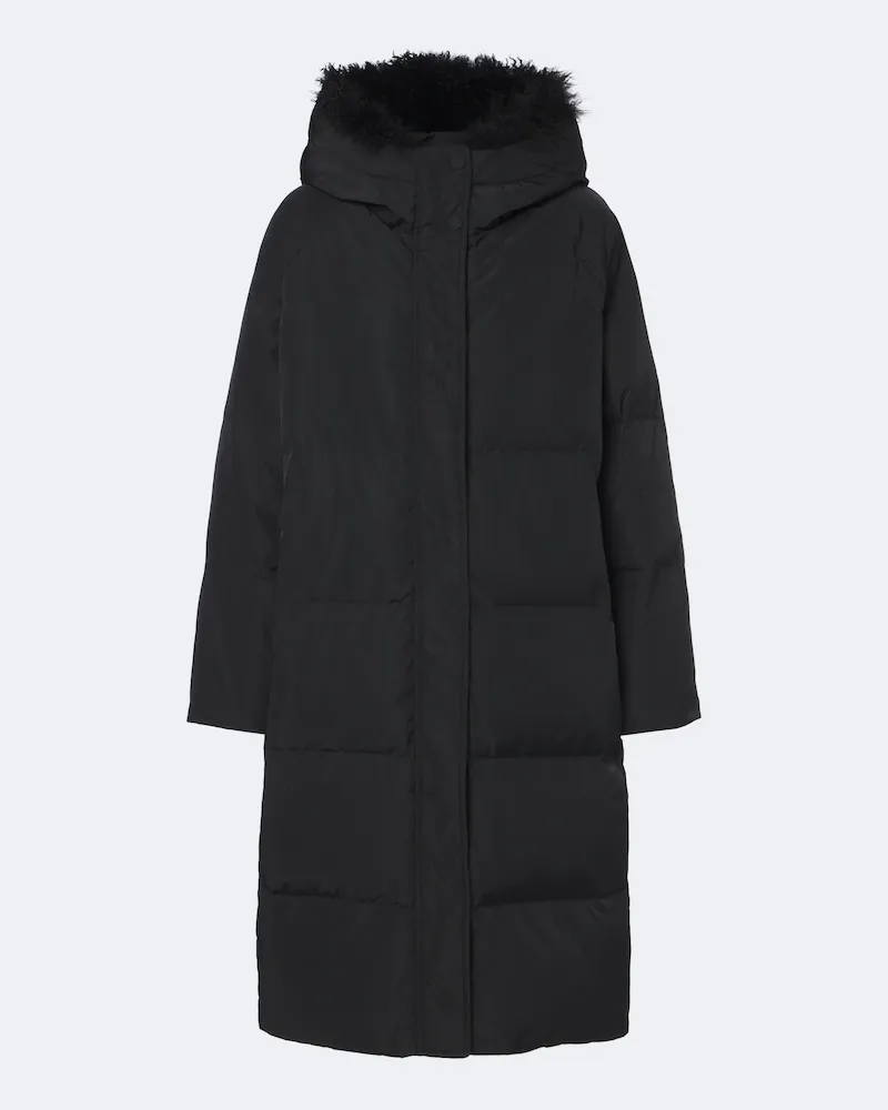 Yves Salomon Daunenmantel mit Shearling Schwarz