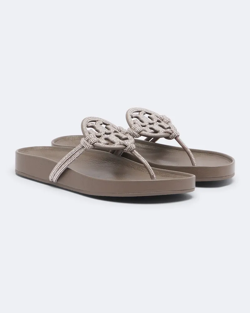 Tory Burch Verzierte Zehensandalen Miller Cloud aus Leder Grau