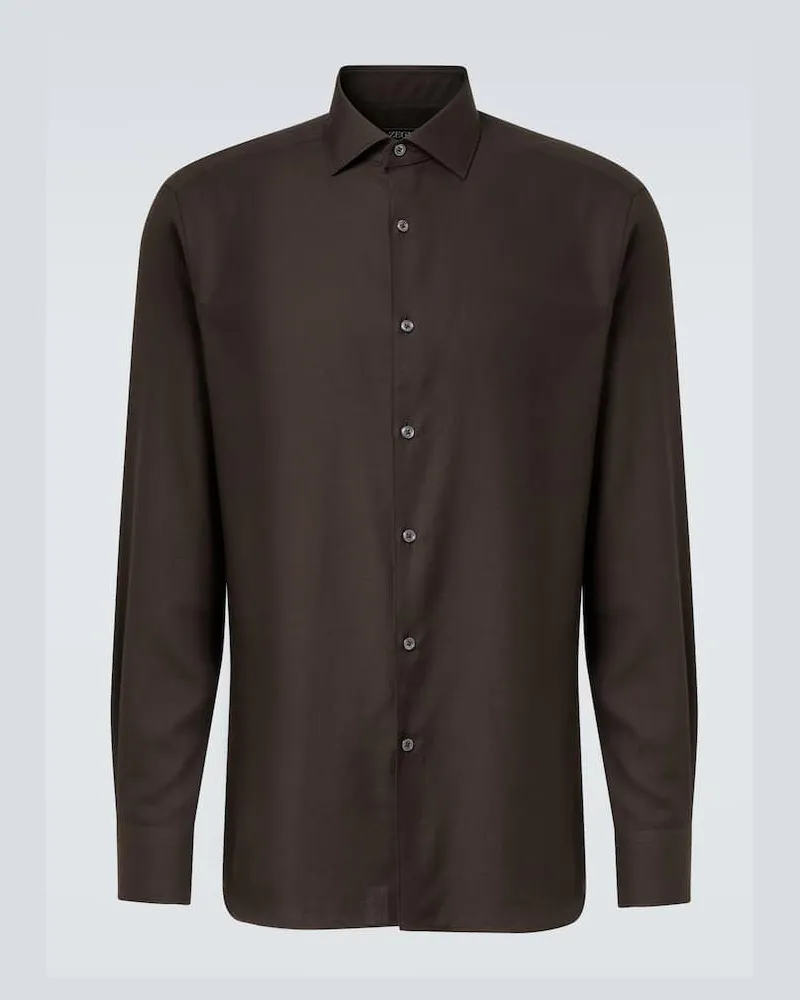 Ermenegildo Zegna Hemd Cashco aus Baumwolle und Kaschmir Braun