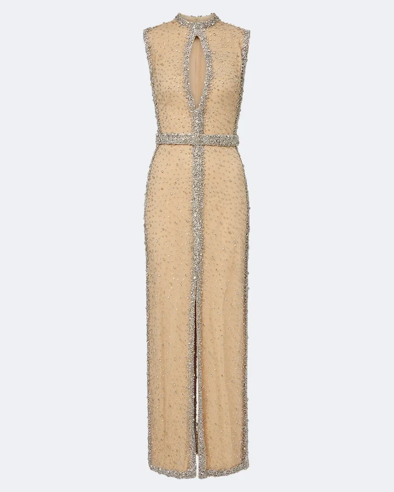 COSTARELLOS Verzierte Robe Belina Beige