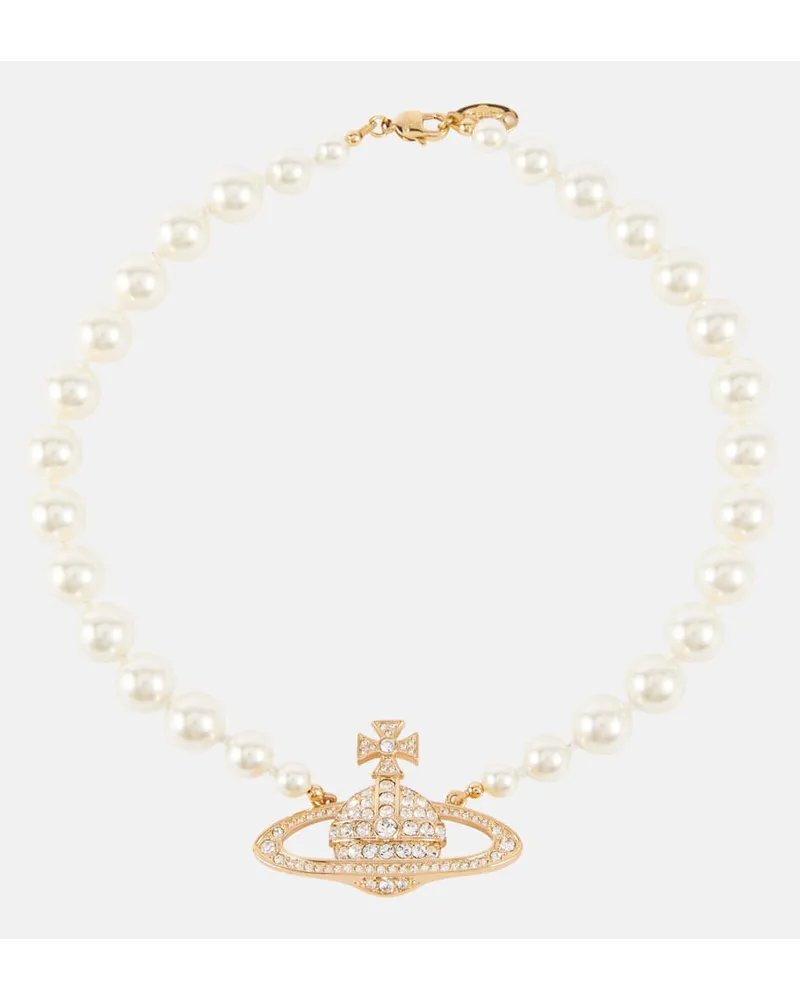 Vivienne Westwood Choker Orb aus Zierperlen mit Kristallen Gold