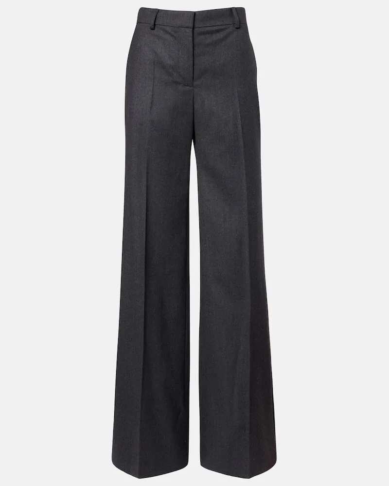 Stella McCartney Weite Hose aus Wollflanell Grau