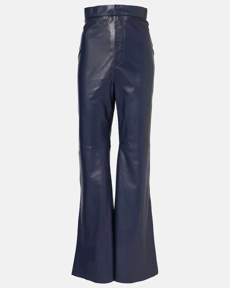 Victoria Beckham High-Rise-Schlaghose aus Leder Blau