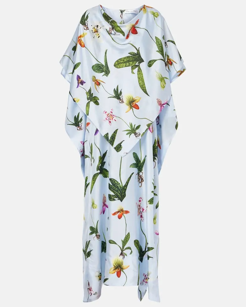 Oscar de la Renta Kaftan aus Seiden-Twill Blau
