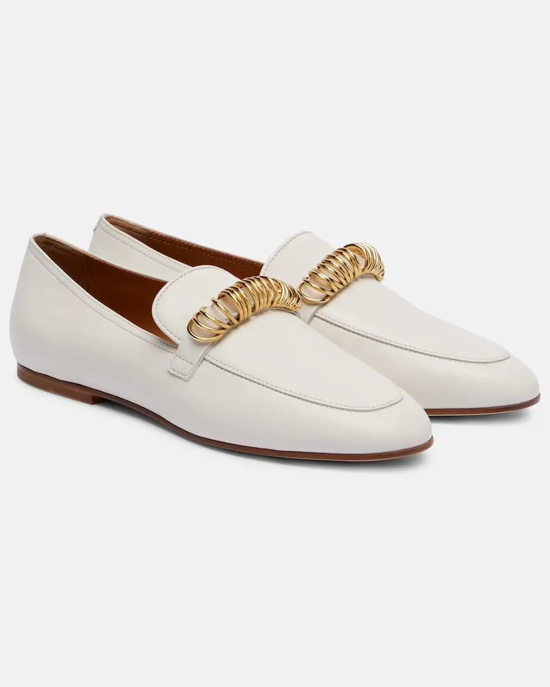 TOD'S Verzierte Loafers aus Leder Weiß