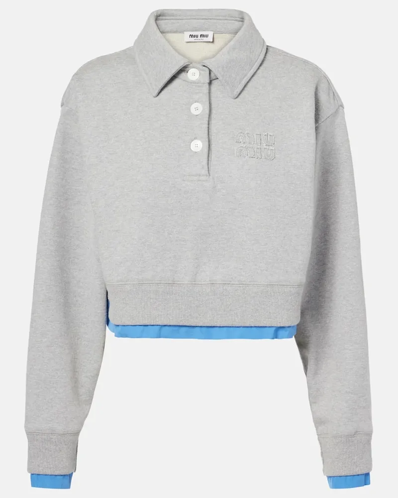 Miu Miu Cropped-Polopullover aus Baumwolle Grau