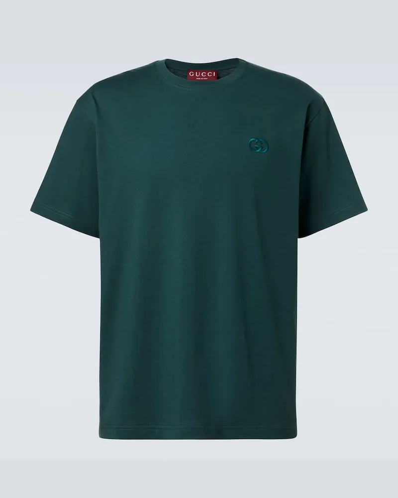 Gucci T-Shirt Double G aus Baumwoll-Jersey Grün