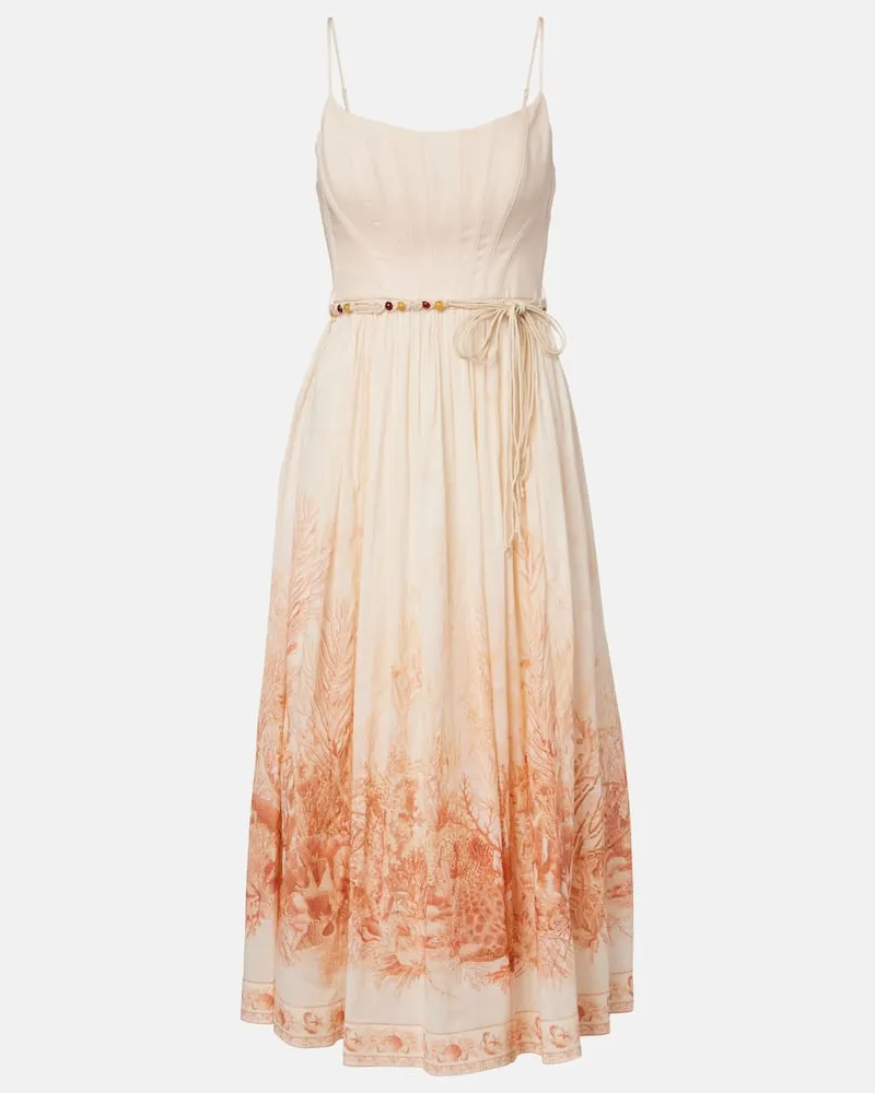 Zimmermann Midikleid Wanderlust aus Baumwolle Beige
