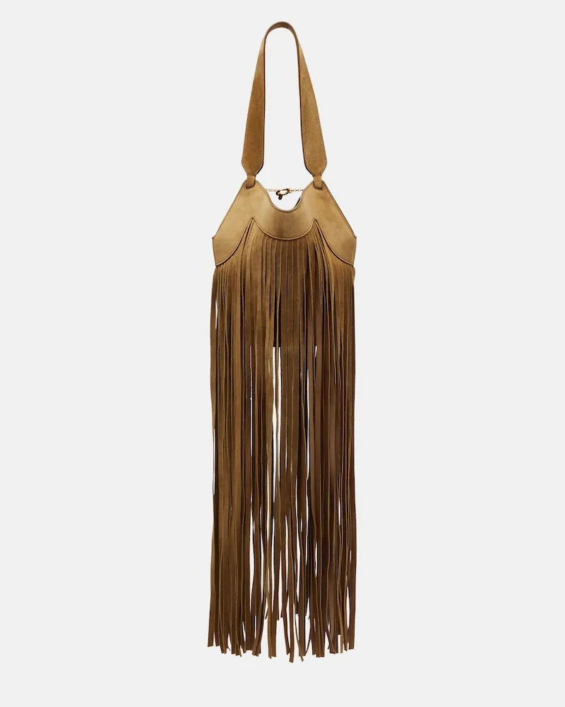 KHAITE Tote Bag Lotus Nano aus Veloursleder Grün