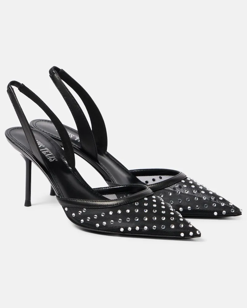 Paris Texas Slingback-Pumps Lidia 70 mit Kristallen Schwarz