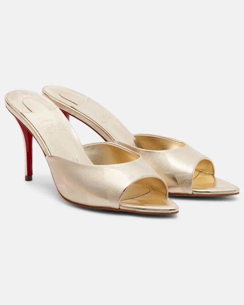 Christian Louboutin Pantoletten Miss Z 80 aus Metallic-Leder Gold